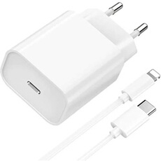 Chargeur Rapide iPhone 12 - 12 MINI - 12 PRO -12 PRO MAX - 20W + Câble 1 mètre USB C Lightning -