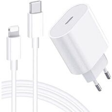 Chargeur Rapide iPhone 11 / 11 Pro / 11 Pro / MAX XS XS MAX XR X 8 8 Plus - 20W + Câble 1 mètre USB C Lightning -