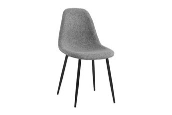 chaise loungitude lot de 4 chaises scandinave key en tissu - gris - pieds noir