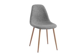 chaise loungitude lot de 4 chaises scandinave key en tissu - gris - pieds bois