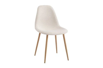 chaise loungitude lot de 4 chaises scandinave key en tissu - beige - pieds bois