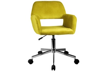 fauteuil de bureau akord fauteuil pivotant à roulettes velour fd22 jaune