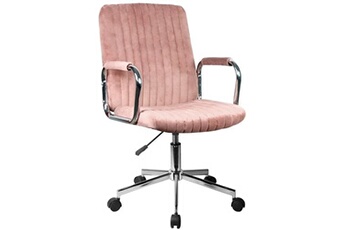 fauteuil de bureau akord chaise pivotante à roulettes velour fd24 rose
