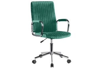 fauteuil de bureau akord chaise pivotante à roulettes velour fd24 vert bouteille
