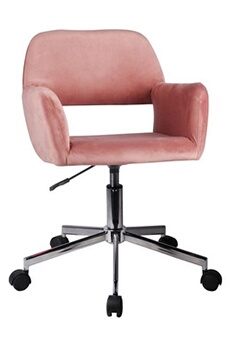 fauteuil de bureau akord fauteuil pivotant à roulettes velour fd22 rose