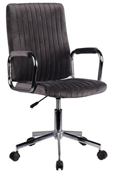 fauteuil de bureau akord chaise pivotante à roulettes velour fd24 gris