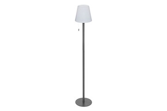 lampe à poser pegane lampe à poser, lampadaire droit en polypropylène et métal coloris gris graphite, blanc - diamètre 18 x hauteur 108 cm - -