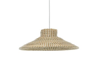 suspension pegane lampe suspendue, suspension luminaire en roseau coloris naturel, blanc - diamètre 38 x hauteur 13 cm - -
