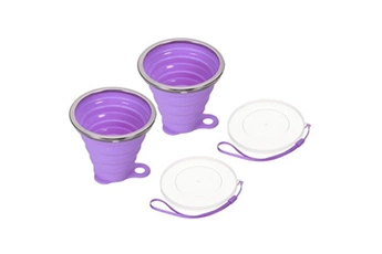 tasse et mugs generique patikil eau bouteille, 2 paquet 270ml plier tasse avec couvercle silicone tasse, violet