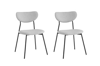 chaise loungitude lot de 2 chaises brodie en tissu avec pieds noirs - gris clair