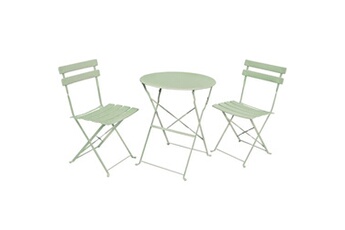 ensemble table et chaises de jardin akord ensemble de meubles orion pour balcon : table ronde & 2 chaises en vert frais