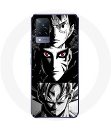 Coque Vivo v21 5G Sangoku Naruto Luffy one piece Dragon Ball Z fond noir et blanc, anime manga