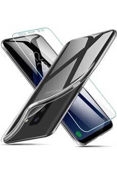 Coque Silicone Transparente pour Samsung S9 + Verre Trempe Protection Ecran