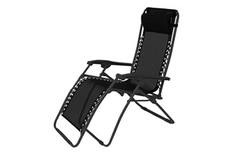 chaise de jardin bigbuy chaise pliante non gravity noir 95 x 65 x 106 cm
