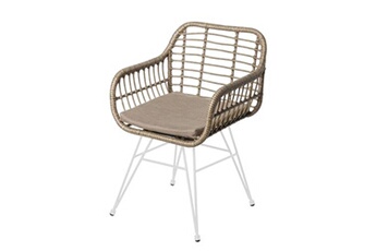 chaise de jardin ariki en rotin synthétique et acier blanc 57 x 62 x 80 cm