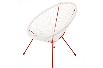 chaise de jardin acapulco 73 x 80 x 85 cm rouge blanc rotin