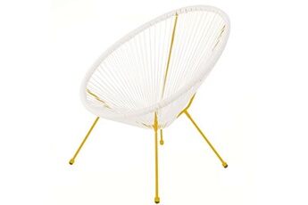 chaise de jardin acapulco 73 x 80 x 85 cm blanc rotin moutarde