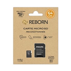 Carte mémoire Micro SD Class 10 UHS I U1 Reconditionnée Reborn + Adaptateur - vue 5