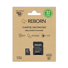 Carte mémoire Micro SD Class 10 UHS I U1 Reconditionnée Reborn + Adaptateur - vue 6