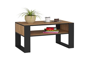 table basse akord table à café table basse domi chêne craft 92 cm couleur noir 92x53x45 cm