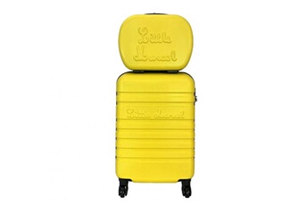lot valise cabine 55cm et vanity rigide abs jaune