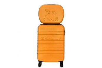 lot valise cabine 55cm et vanity rigide abs orange