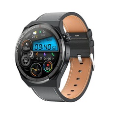 Montre connectée YONIS Montre Connectée Élégante 1.36' Écran Rond Étanche IP68 Bracelet Cuir Fonction Appel Bluetooth Noir