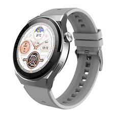 Montre connectée YONIS Montre Connectée Élégante Noir Cuir Support Appel BT Suivi Santé Étanche IP68 Gris