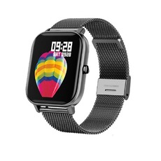 Montre connectée YONIS Montre Connectée Noir Acier Suivi Santé Cardio Pression Écran HD 1.4' Multilingue