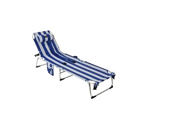chaise longue - transat bigbuy chaise longue bleu blanc 185 x 57 x 26 cm