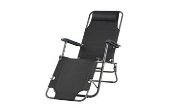 chaise longue - transat bigbuy chaise longue noir 178 x 60 x 95 cm