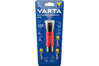lampe torche (standard) varta - torche led outdoor sport rouge + 3 piles aaa