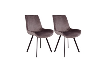 chaise maison et styles lot de 2 chaises amiko en velours gris 60x55x86.5 cm