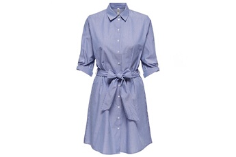 robe sportswear jacqueline de yong robe jdyhall 3/4 shirt dress wedgewood stripes white bleu moyen taille : 40