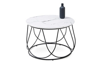 table basse generique table basse ronde fer forgé et plateau aspect marbre galilée