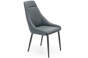chaise mso chaise de salle à manger grise en cuir écologique avec pieds en métal noir corvi