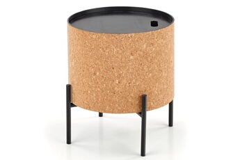 table basse mso table basse ronde en liège avec coffre de rangement et pieds en métal noir alana