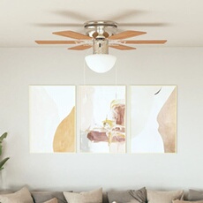 Ventilateur de Plafond Orné avec Lumière Marron Clair Plafonnier Lampe