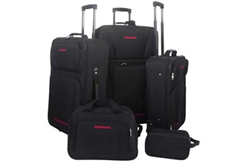 sac à dos trolley vidaxl set de valises noires 5 pièces