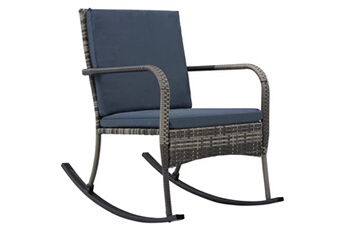 rocking chair vidaxl chaise à bascule de jardin résine tressée anthracite