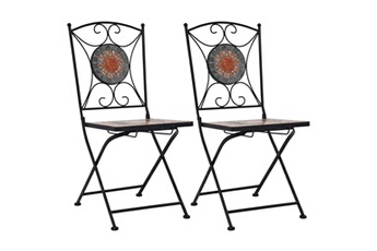 chaises de bistrot mosaïque 2 pcs orange et gris