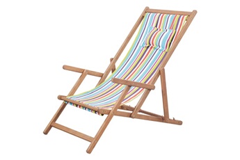 chaise de jardin vidaxl chaise pliable de plage tissu et cadre en bois multicolore