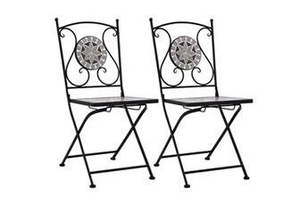 chaises de bistrot mosaïque 2 pcs gris
