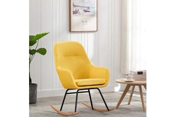 rocking chair vidaxl chaise à bascule jaune moutarde tissu