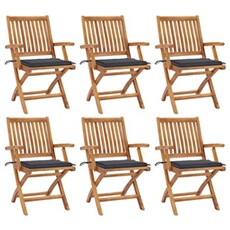 VIDAXL - Chaises pliables de jardin - Bois de Teck - Ensemble de 6