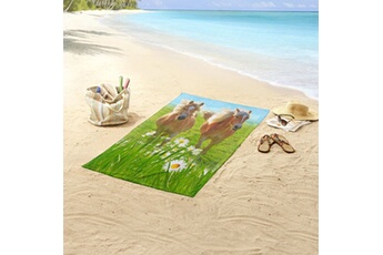 ensemble table et chaises good morning serviette de plage horses 75x150 cm multicolore