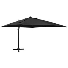 Zweefparasol met paal en LED-verlichting 300 cm zwart312348