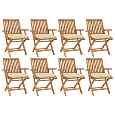 vidaXL - Ensemble de 8 chaises pliables de jardin - Teck massif