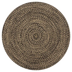 Tapis Fait à la Main Jute Moquette Carpette Plancher Coussin de Sol Salon Chambre à Coucher Intérieur Salle de Séjour Maison Noir et Naturel 90 cm
