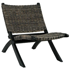 Chaise de Relaxation Chaise Relaxante Chaise de Salon Chaise de Chambre à Coucher Salle de Séjour Maison Noir Rotin Naturel Kubu Bois d'Acajou